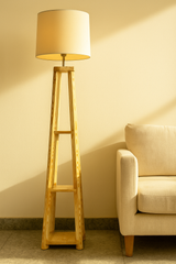 Italian Wooden Floor Lamp with Shelf