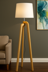 Wooden Tripod Floor Lamp