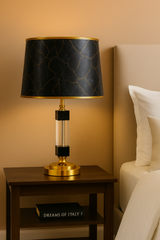 Luxe Marble-Trim Crystal Table Lamp- Pair
