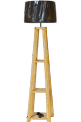 Italian Wooden Floor Lamp with Shelf