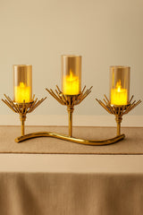 Golden Wave Triple Candle Holder