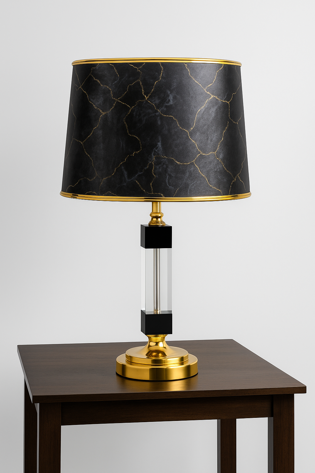 Luxe Marble-Trim Crystal Table Lamp- Pair
